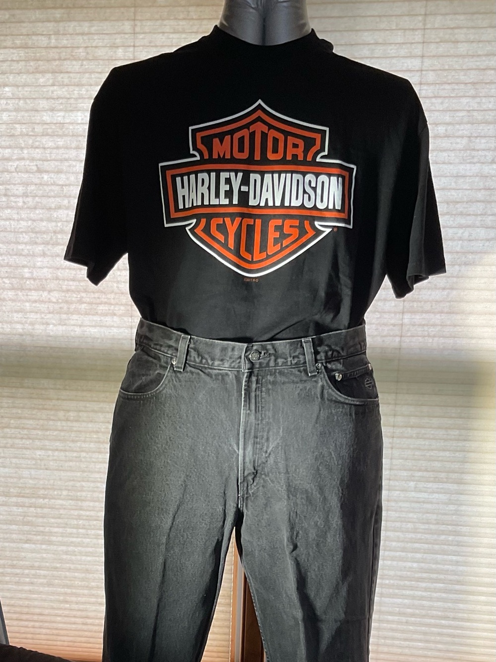 Harley-Davidson Black T-Shirt with Orange & White Shield Logo NWOT